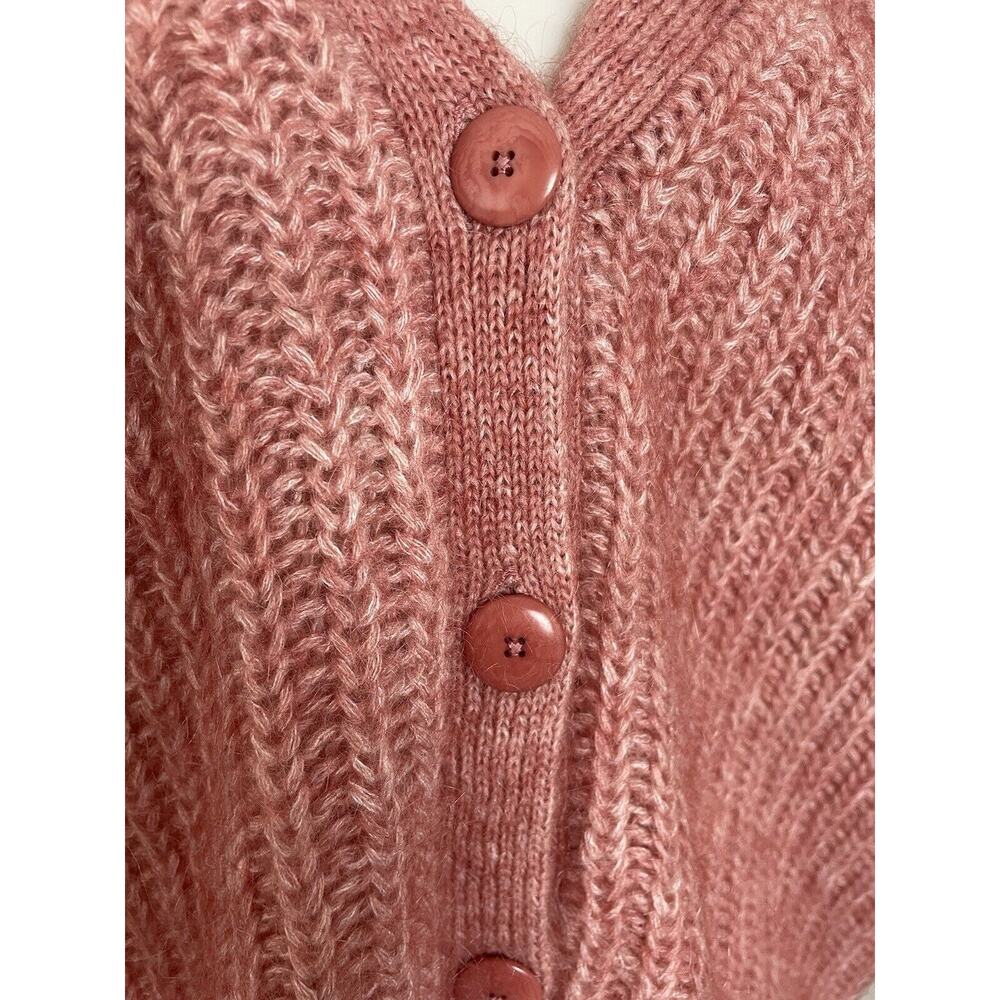 Sezane Sweater Cardigan Fuzzy Wool Mohair Ribbed Knit Achille - Picture 4 of 13